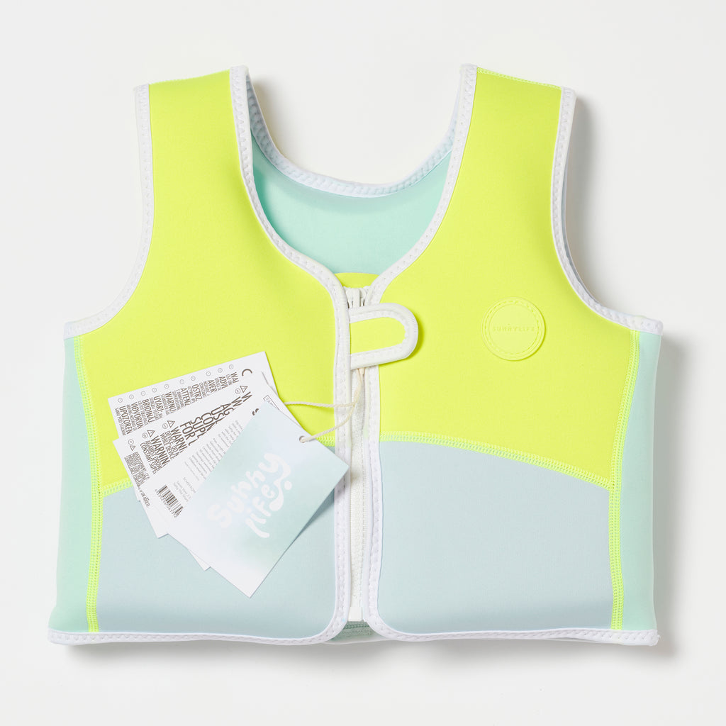 Chaleco de natación Salty The Shark 2-3 Aqua amarillo neón