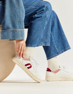 Nora Low-Top Sneakers - White, Burgundy, Light Pink - Women's