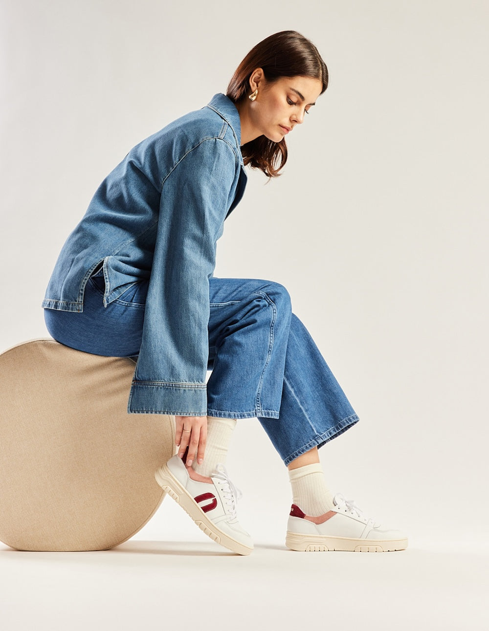 Nora Low-Top Sneakers - White, Burgundy, Light Pink - Women's