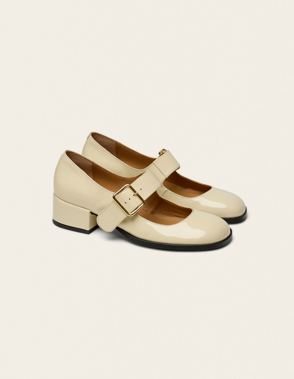 Escarpins Amari - Cuir Verni Ivoire - Femme