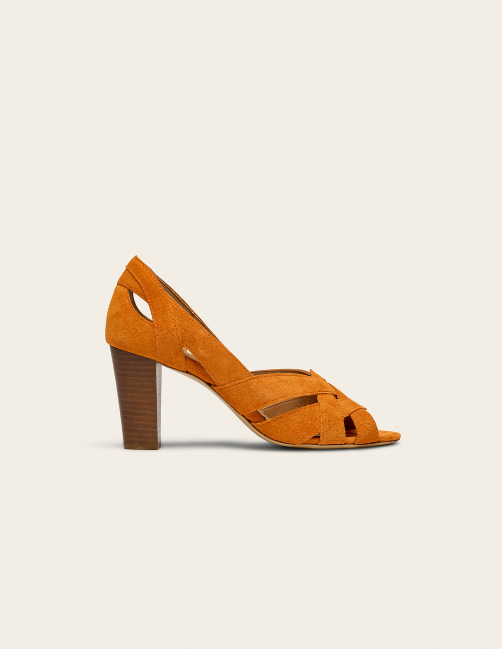 Sandales À Talons Clémentine H - Suède Orange - Femme