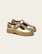 Derbies Romane Ajourée - Cuir Doré - Femme