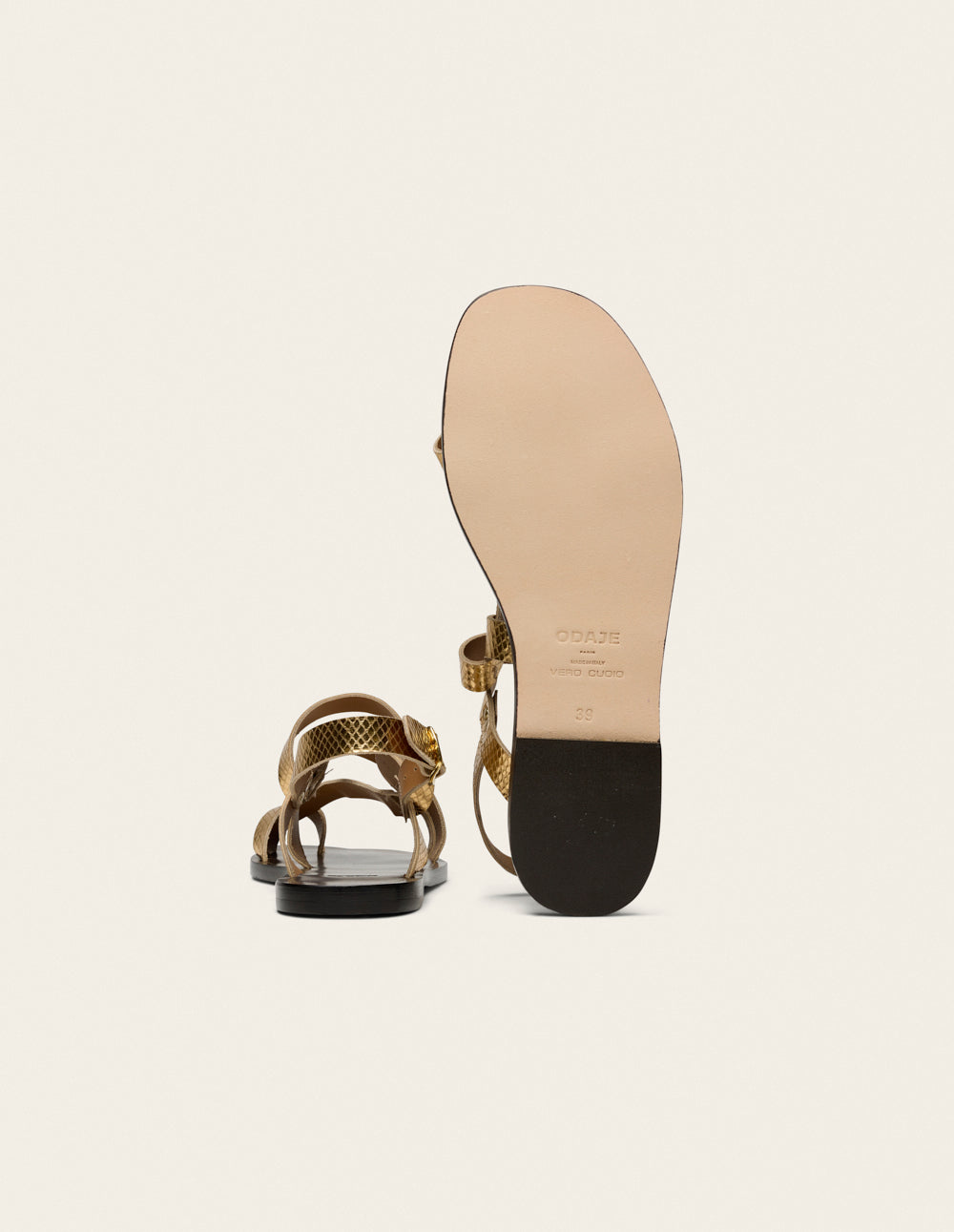 Sandales Siani - Cuir Python Doré - Femme