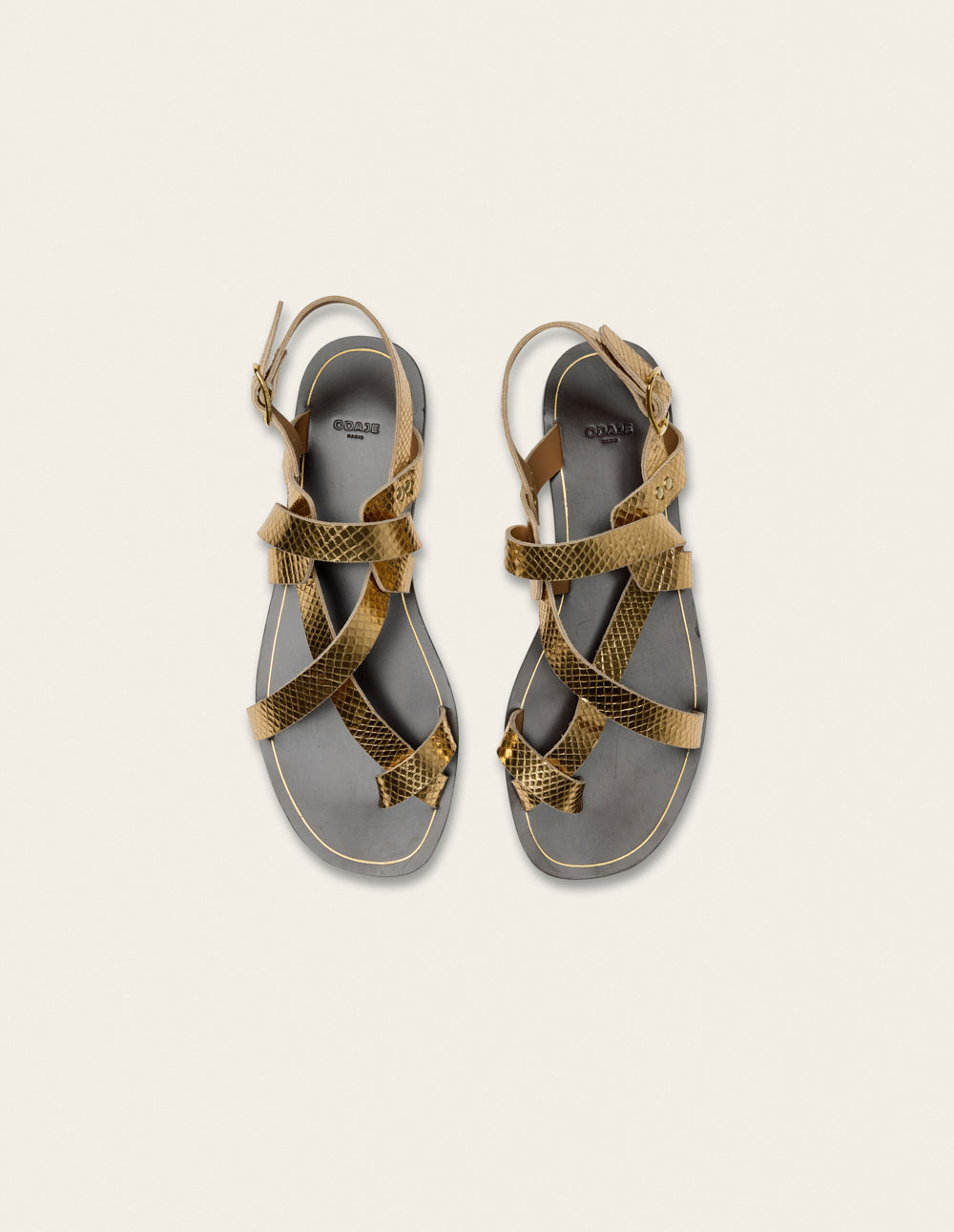 Sandales Siani - Cuir Python Doré - Femme