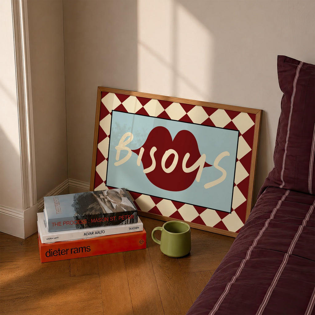 Sweet Dreams - Affiche Bisous - Bordeaux/Bleu