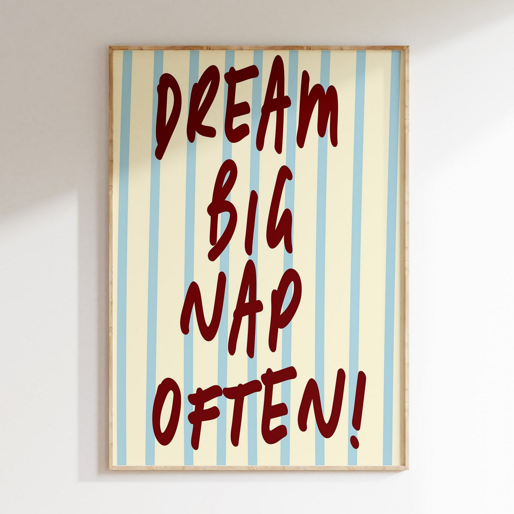 Sweet Dreams - Affiche Dream Big Nap Often - Bordeaux/Bleu