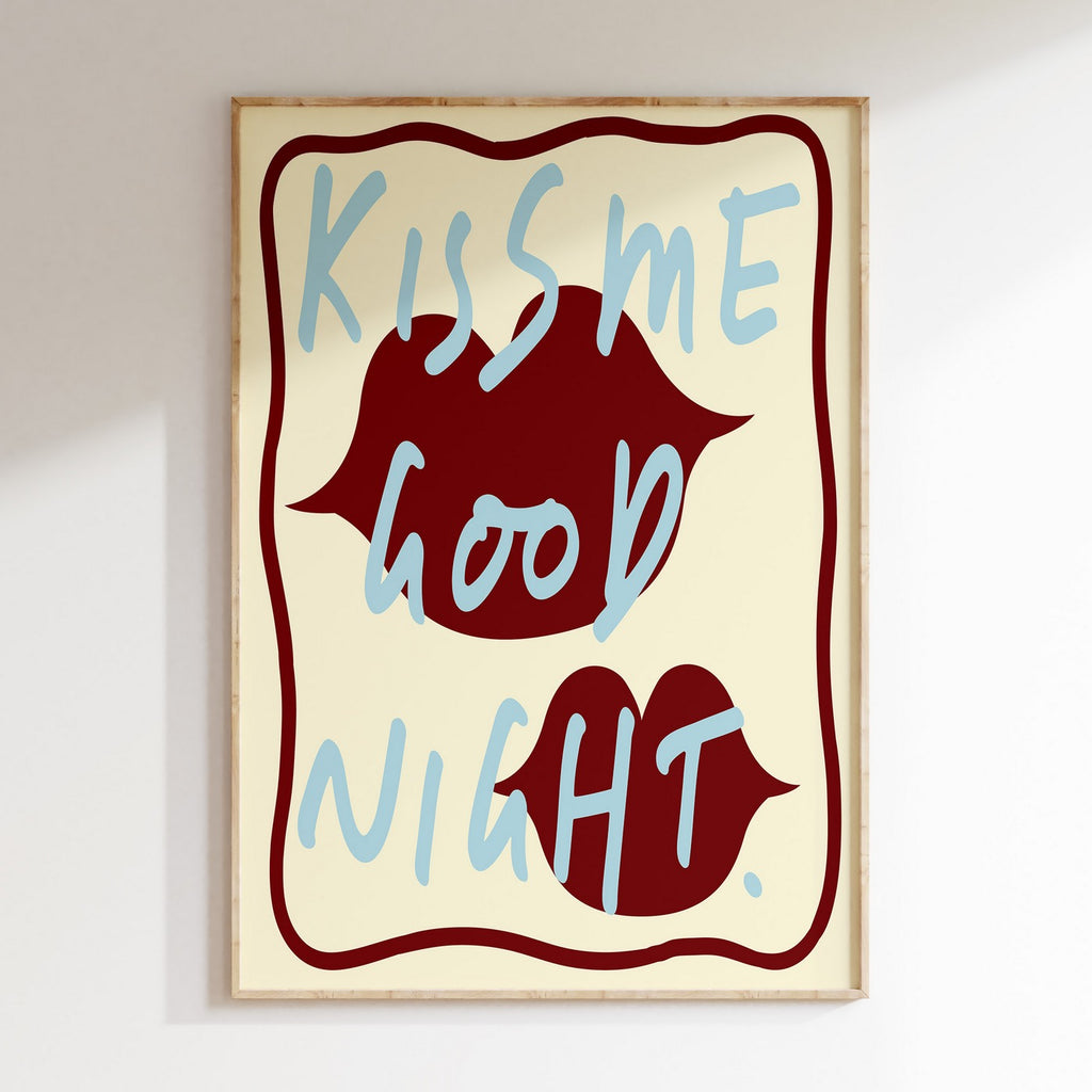Sweet Dreams - Affiche Kiss Me Good Night - Bordeaux/Bleu