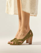 Clémentine H Heeled Sandals - Khaki Suede - Women