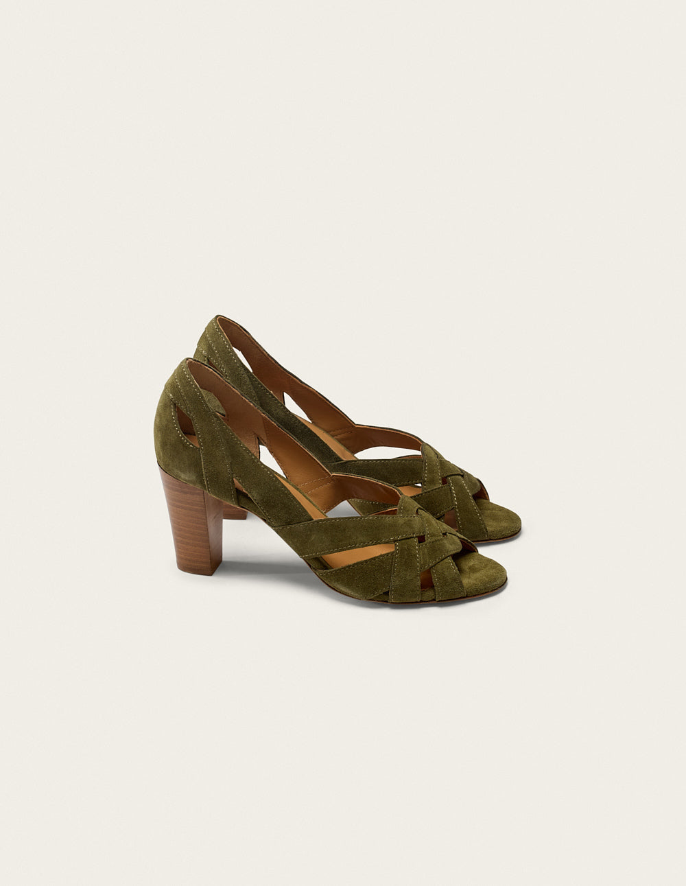 Clémentine H Heeled Sandals - Khaki Suede - Women