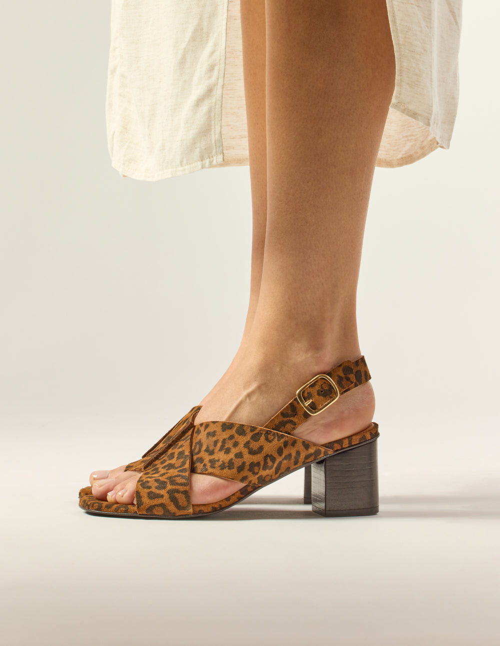 Dea Heeled Sandals - Leopard Suede