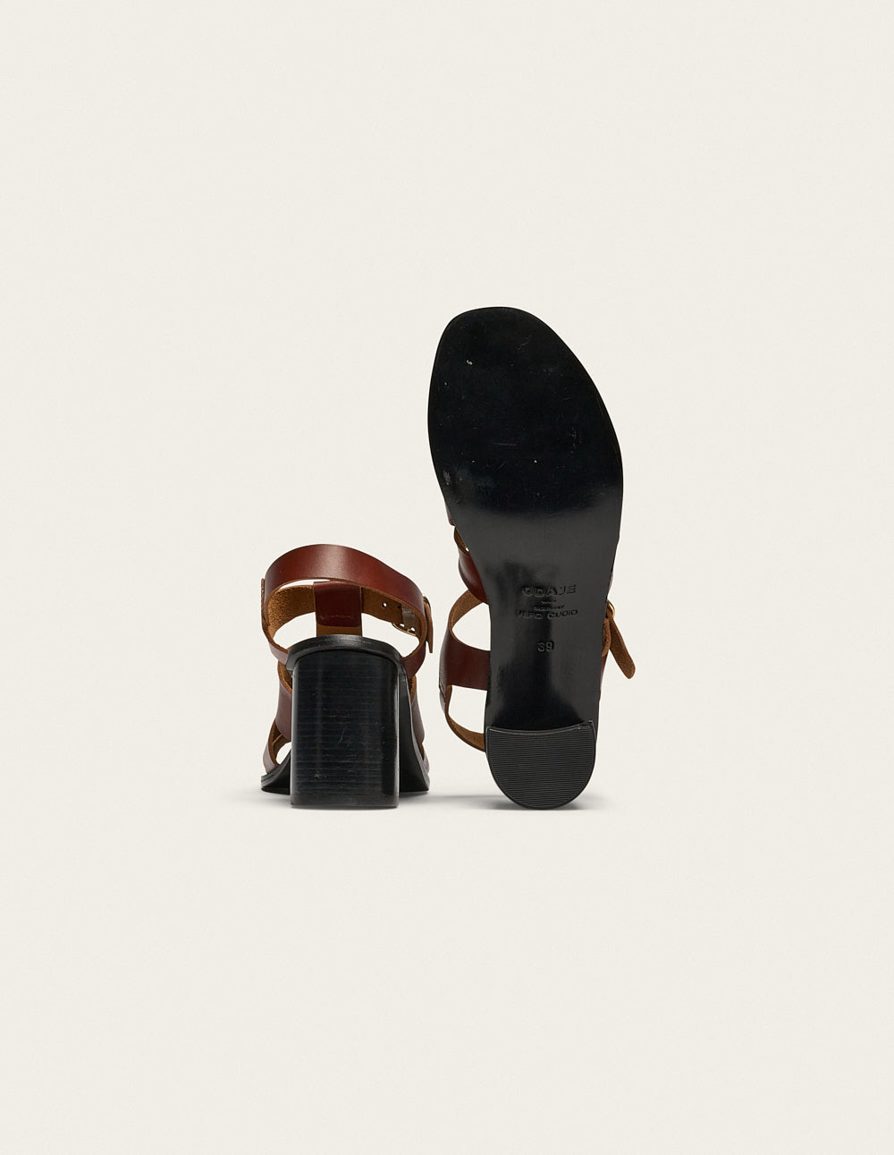 Flango Heeled Sandals - Mahogany Leather - Women
