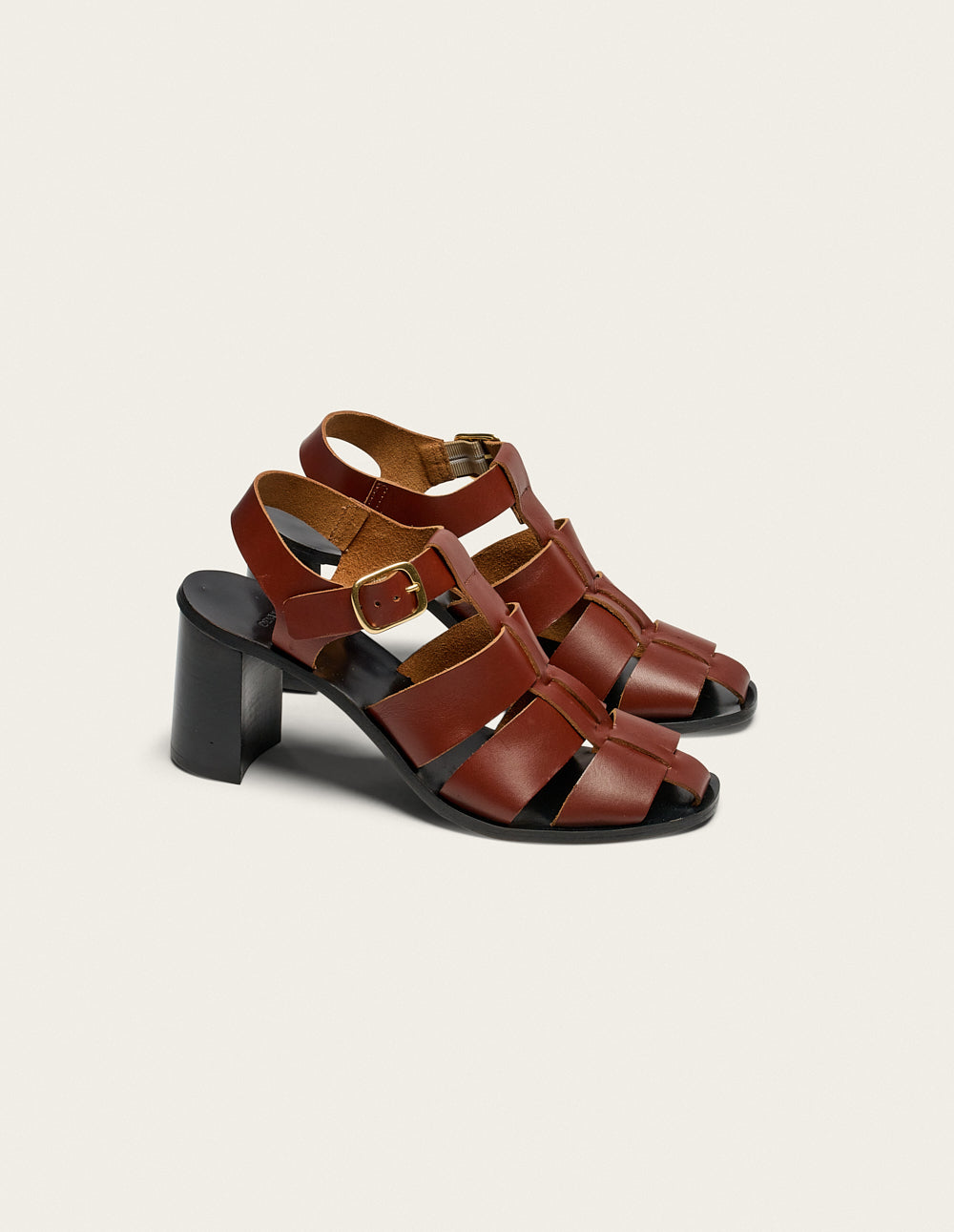 Flango Heeled Sandals - Mahogany Leather - Women