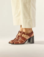 Flango Heeled Sandals - Mahogany Leather - Women