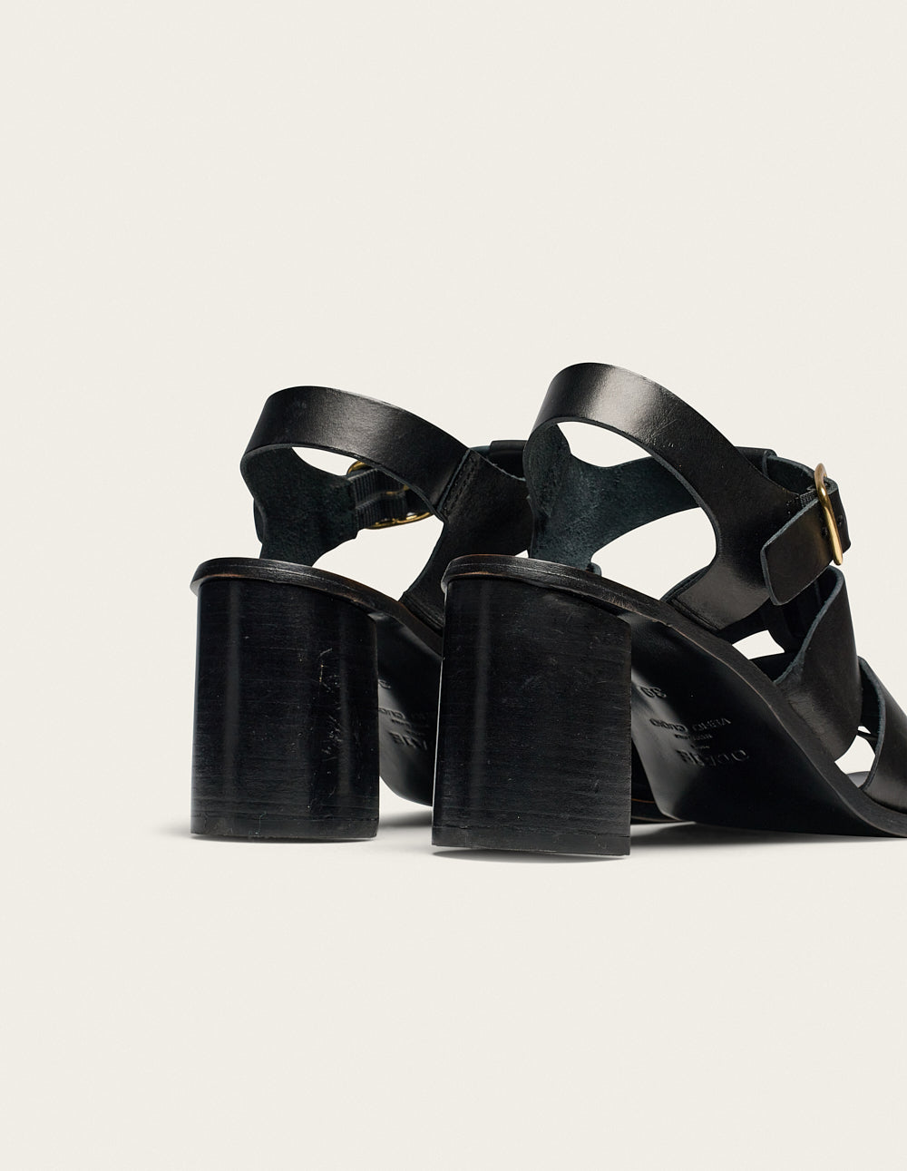 Flango Heeled Sandals - Black Leather - Women
