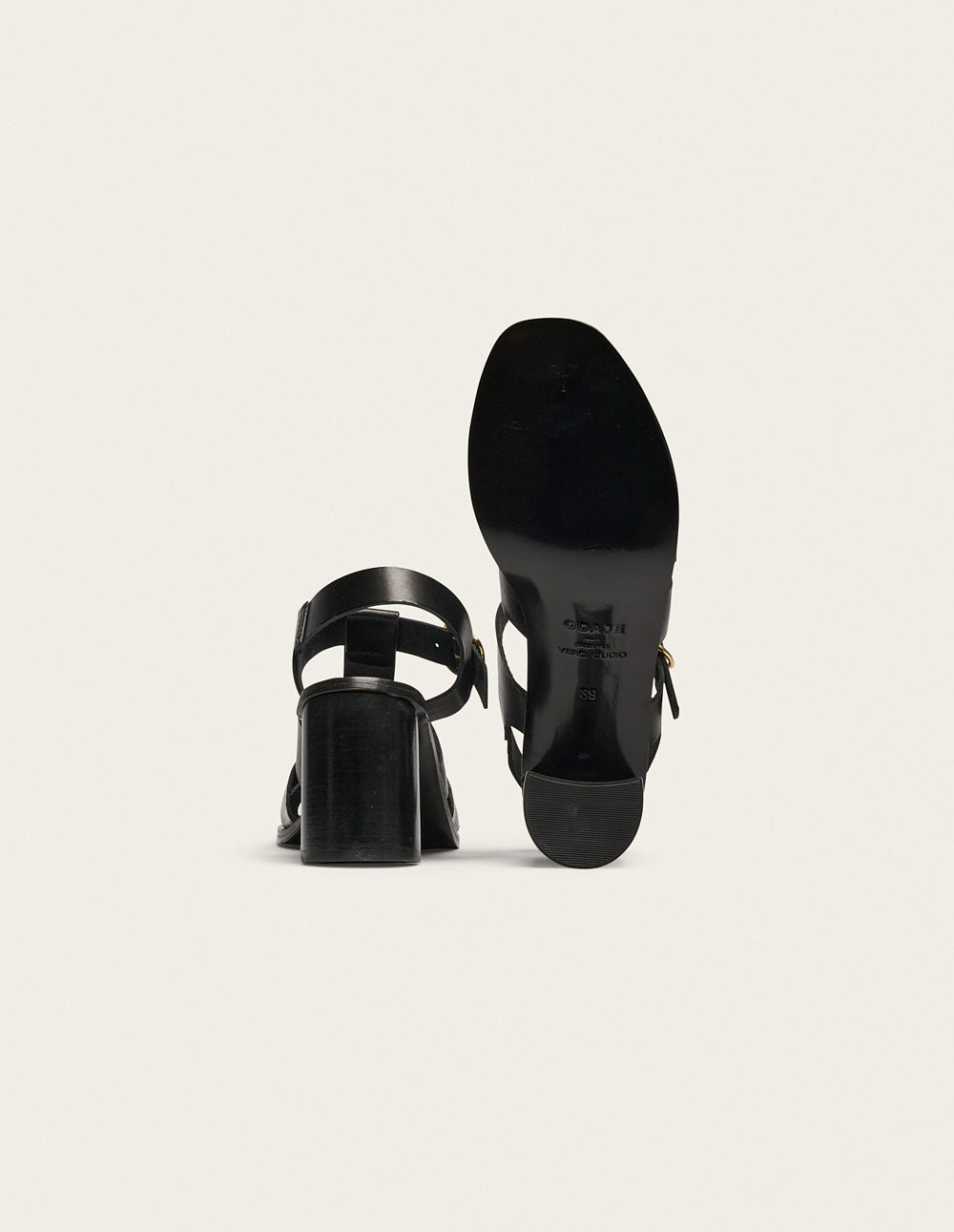 Flango Heeled Sandals - Black Leather - Women