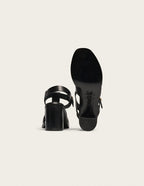 Flango Heeled Sandals - Black Leather - Women