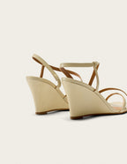 Hono Heeled Sandals - Ecru Pleated Leather - Women