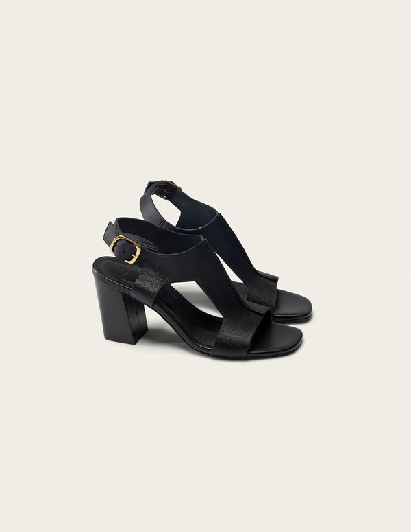 Ilani Heeled Sandals - Black Leather