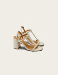 Joy Heeled Sandals - Ecru Leather