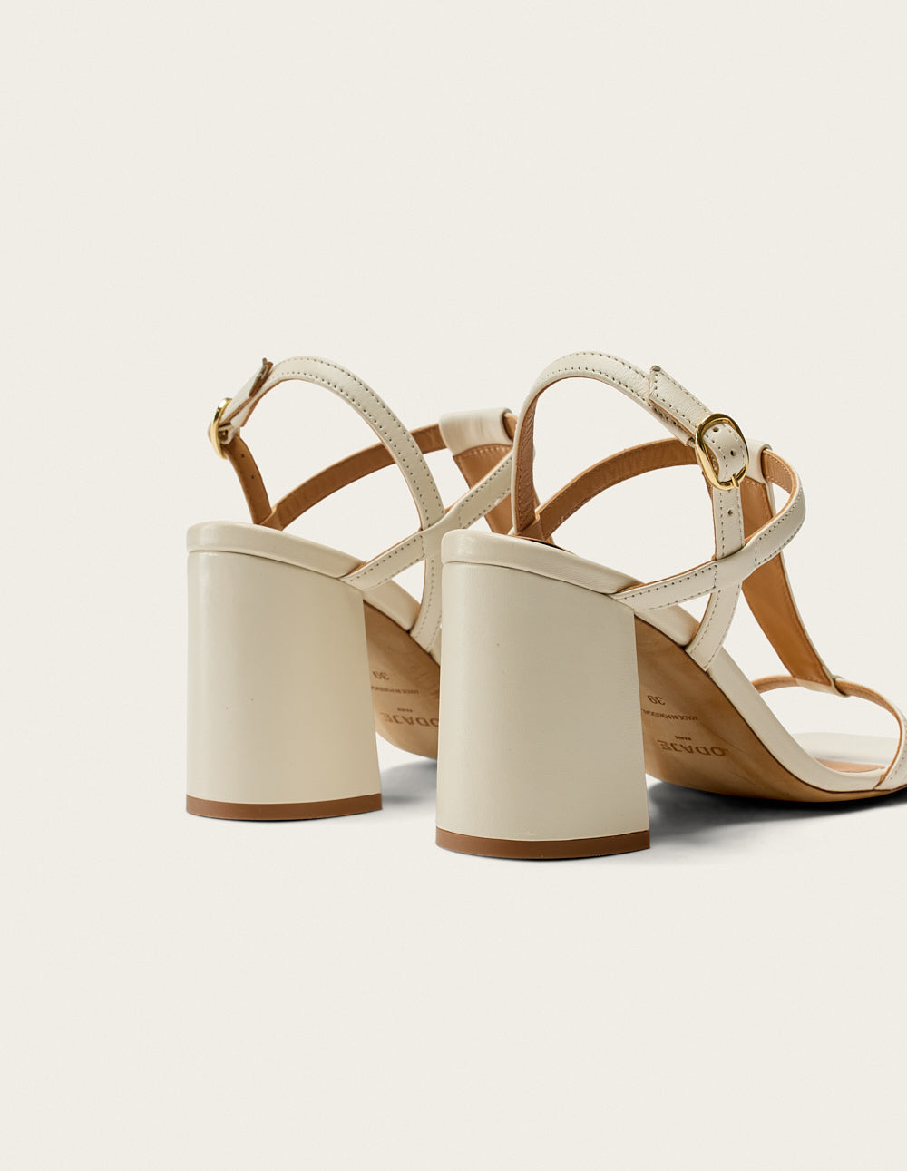 Joy Heeled Sandals - Ecru Leather