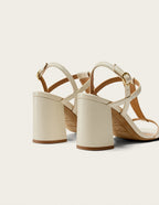 Joy Heeled Sandals - Ecru Leather