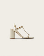Joy Heeled Sandals - Ecru Leather