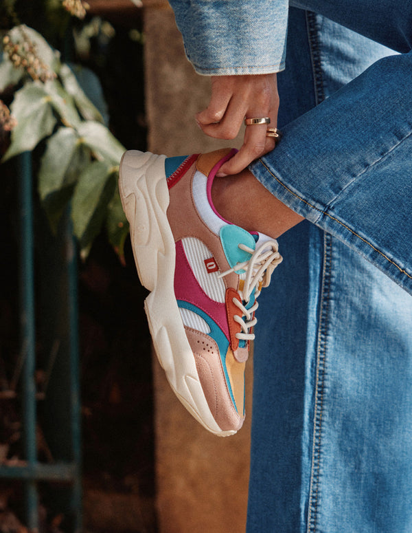 Zapatillas Bajas Nathanaelle - Salmón Turquesa Mostaza - Mujer