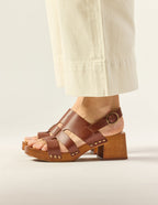 Opunti Heeled Sandals - Mahogany Leather
