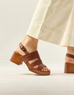 Opunti Heeled Sandals - Mahogany Leather