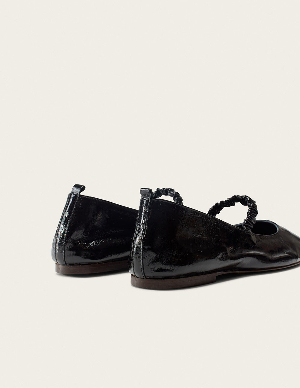 Ballerines Serra - Cuir Plissé Noir - Femme