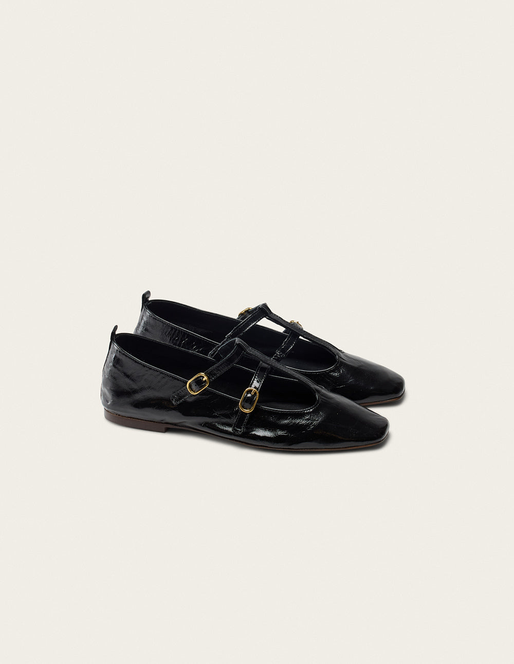 Sira Ballerina Flats - Black Pleated Leather