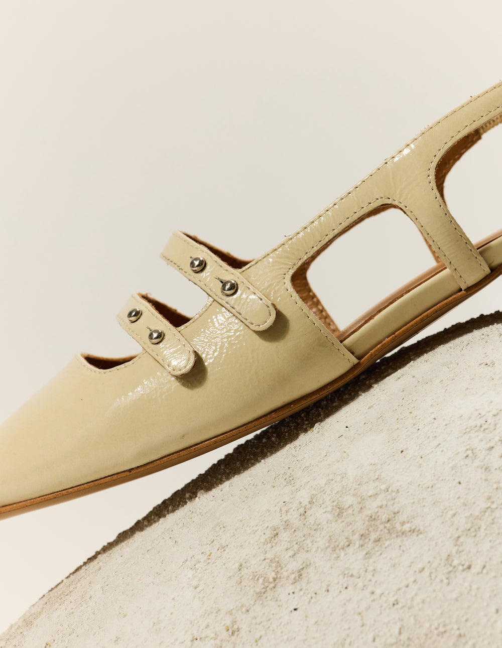 Ballerines Soli - Cuir Plissé Écru - Femme