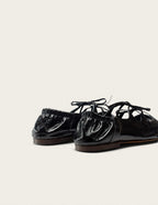 Tula Ballerina Flats - Black Pleated Leather