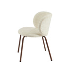 Serena - Chairs - Chenille Fabric - Ecru And Brown Metal Legs