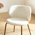 Serena - Chairs - Chenille Fabric - Ecru And Brown Metal Legs