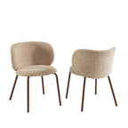 Serena - Lot De 2 Chaises - Tissu Jacquard Léopard - Beige