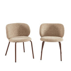 Serena - Lot De 2 Chaises - Tissu Jacquard Léopard - Beige