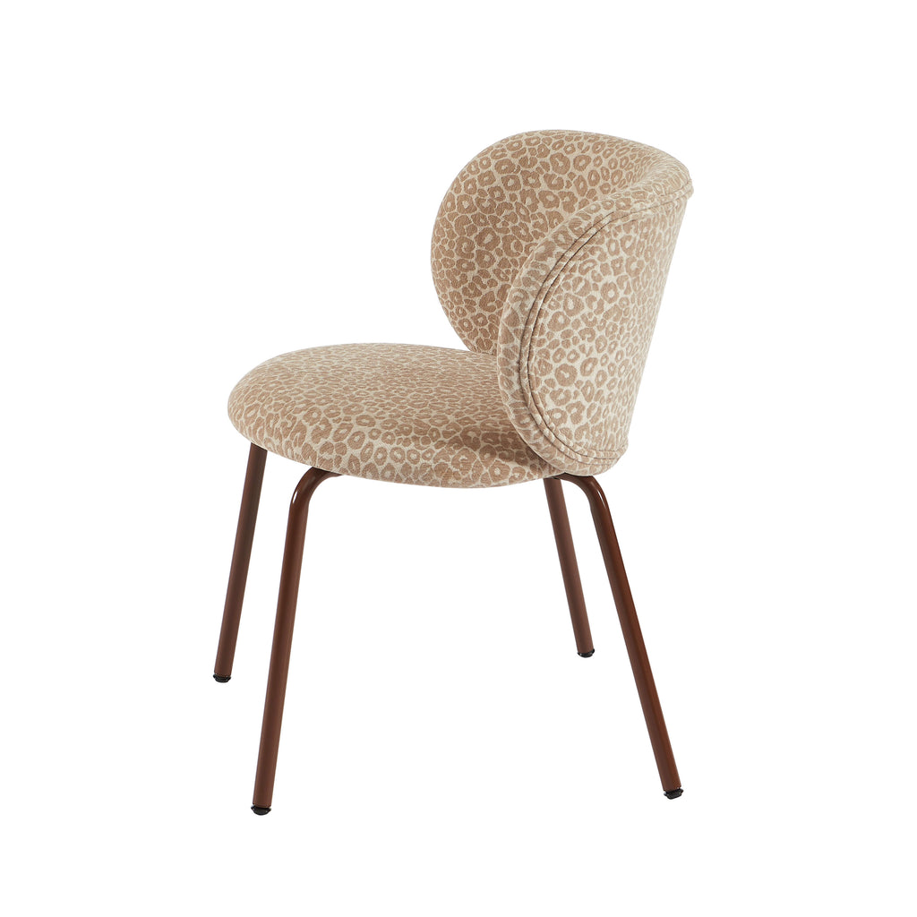 Serena - Lot De 2 Chaises - Tissu Jacquard Léopard - Beige