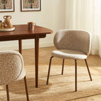 Serena - Lot De 2 Chaises - Tissu Jacquard Léopard - Beige