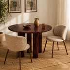 Serena - Lot De 2 Chaises - Tissu Jacquard Léopard - Beige