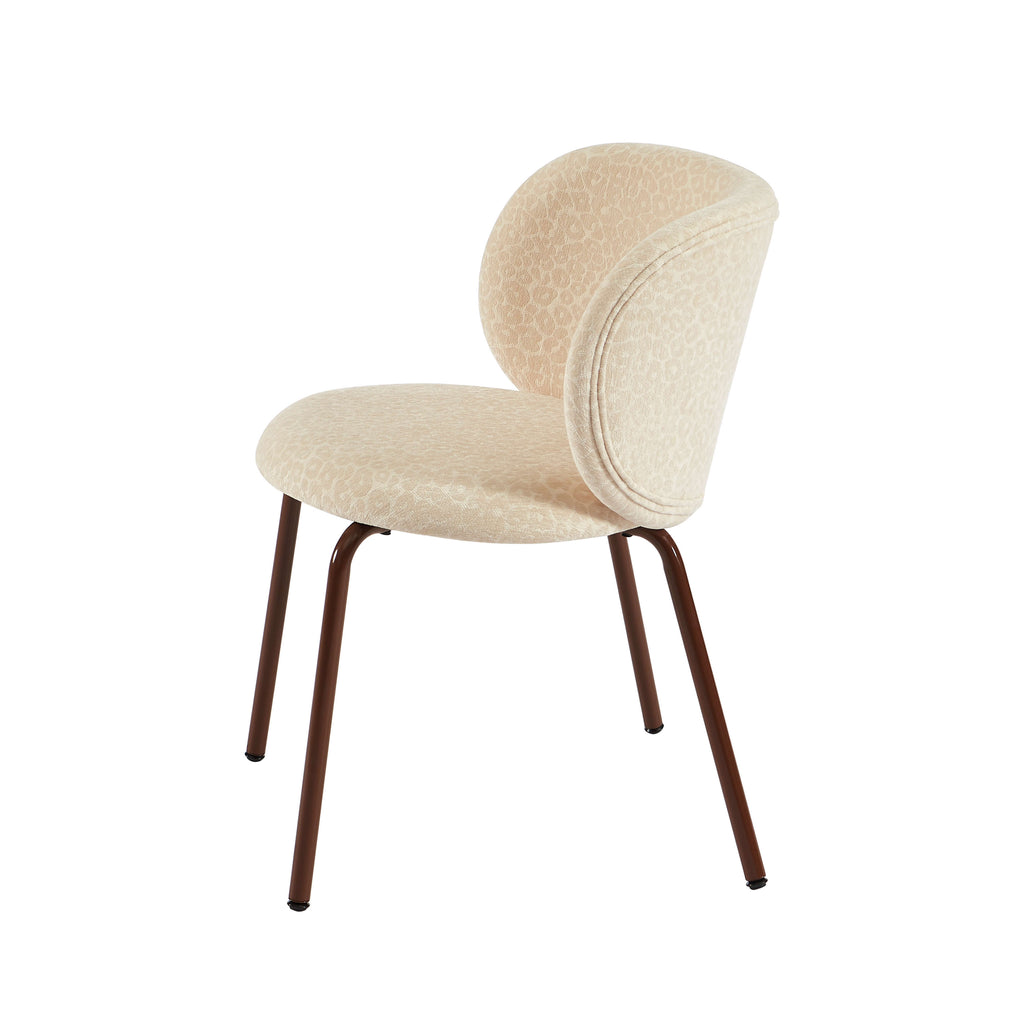 Serena - Lot De 2 Chaises - Tissu Jacquard Léopard - Écru