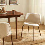 Serena - Lot De 2 Chaises - Tissu Jacquard Léopard - Écru