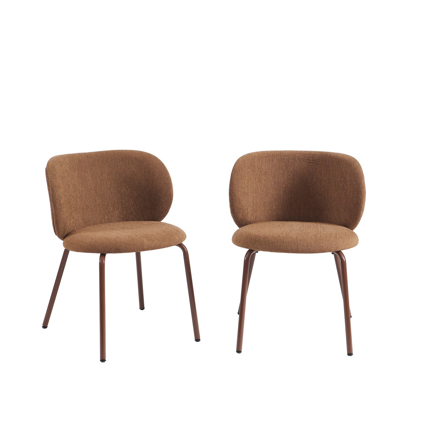 Serena - Chairs - Chenille Fabric - Brown And Brown Metal Legs