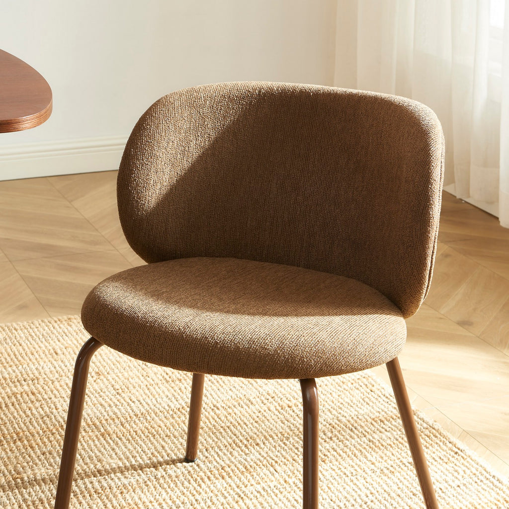 Serena - Chairs - Chenille Fabric - Brown And Brown Metal Legs