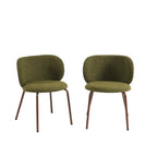 Serena - Chairs - Chenille Fabric - Green and Brown Metal Feet