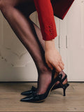 Catena Black Mid-Heel Slingback Pump