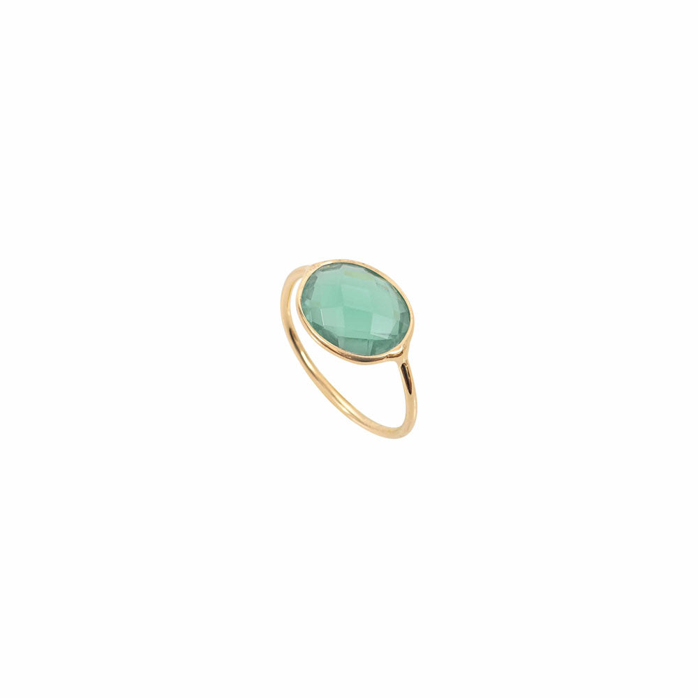 Conjunto Anillo Oro Modelo Grande Cuarzo Verde