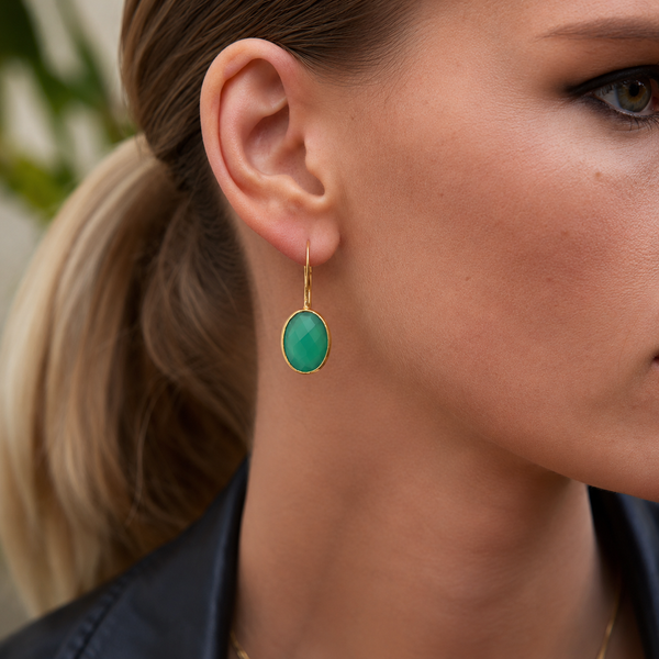 Small Green Quartz Set Earrings