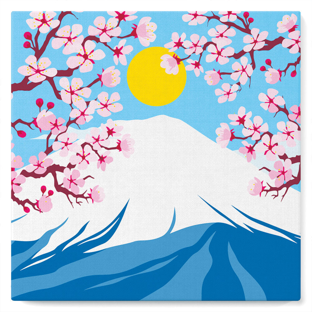 Mini pintura por números de 20x20 cm con marco El monte Fuji