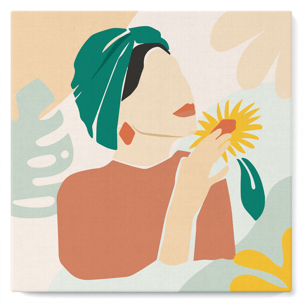 Mini Peinture Par Numéros 20X20Cm Avec Cadre Femme Au Turban Vert